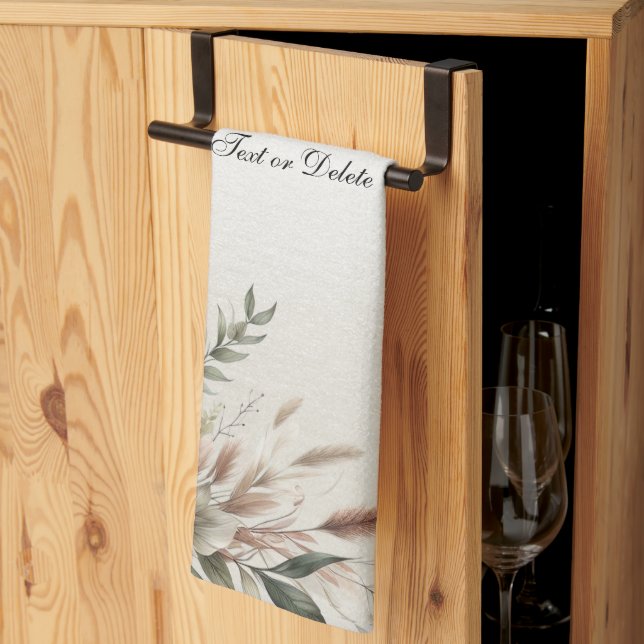 Watercolor Ivory Blue Flowers Kitchen Towels (Thirds Fold)