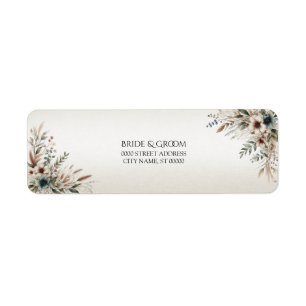 Watercolor Ivory Blue Flowers Return Address Label