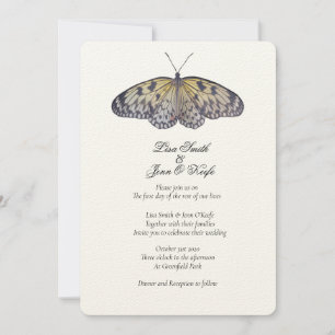 Watercolor Ivory Butterfly Wedding Invitation