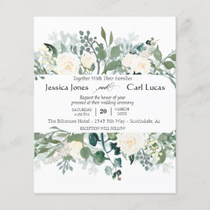 Watercolor Ivory Roses Greenery Leaves Budget Flyer