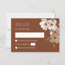 Watercolor Ivory Terracotta Flower RSVP Card