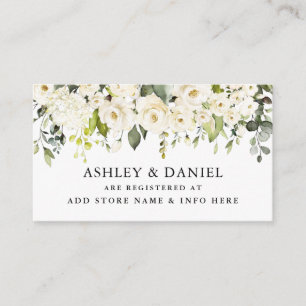 Watercolor Ivory White Floral Wedding Registry  Enclosure Card