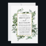 Watercolor Ivy Ferns Sage Greenery Gold Wedding Invitation<br><div class="desc">Modern Elegant Watercolor Botanical Greenery Wedding Invitation Card includes ivy,  fern and sage leaves on a gold frame.</div>