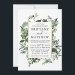 Watercolor Ivy Ferns Sage Greenery Gold Wedding Invitation<br><div class="desc">Modern Elegant Watercolor Botanical Greenery Wedding Invitation Card includes ivy,  fern and sage leaves on a gold frame.</div>
