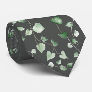Watercolor ivy on green tie