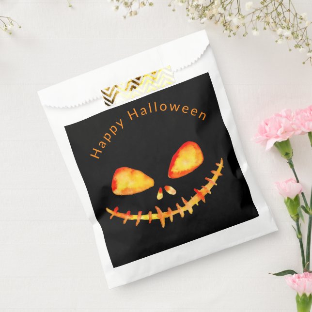 Watercolor Jack O' Lantern Face Halloween  Favour Bags (Sealed)