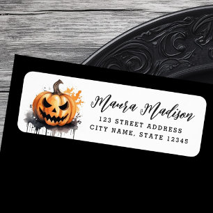 Watercolor Jack-o-lantern Halloween return address