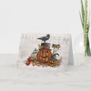 Watercolor Jack-O-Lanterns Card