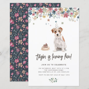 Watercolor Jack Russell Dog Birthday Invitation