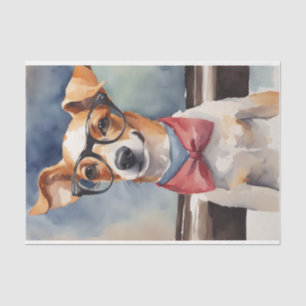 Watercolor Jack Russell Terrier Decoupage  Tissue Paper