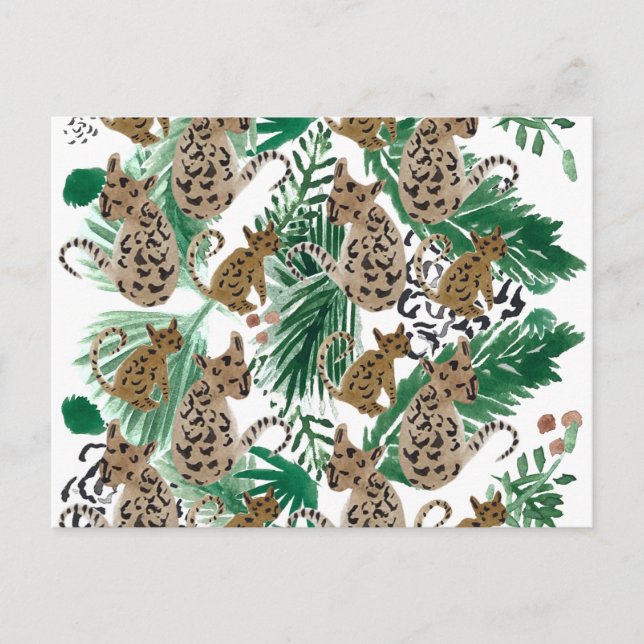 Watercolor Jaguar Illustration Animal Print Postcard (Front)