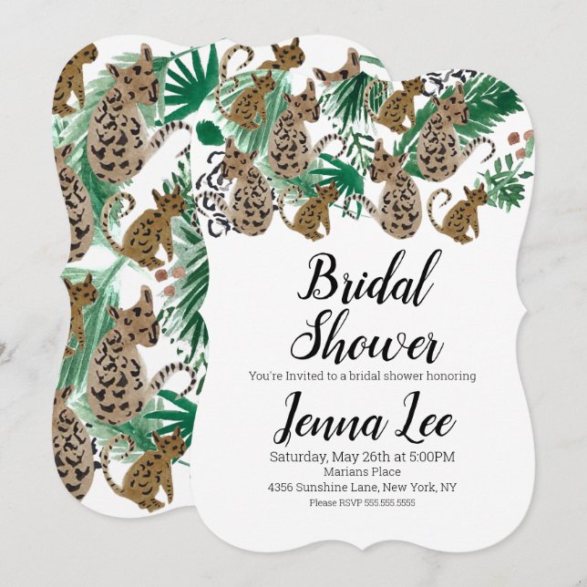 Watercolor Jaguar Jungle Safari Cheetah Cat Invitation (Front/Back)