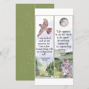 Watercolor Jane Eyre Book Quotes Birds Bookmark Card