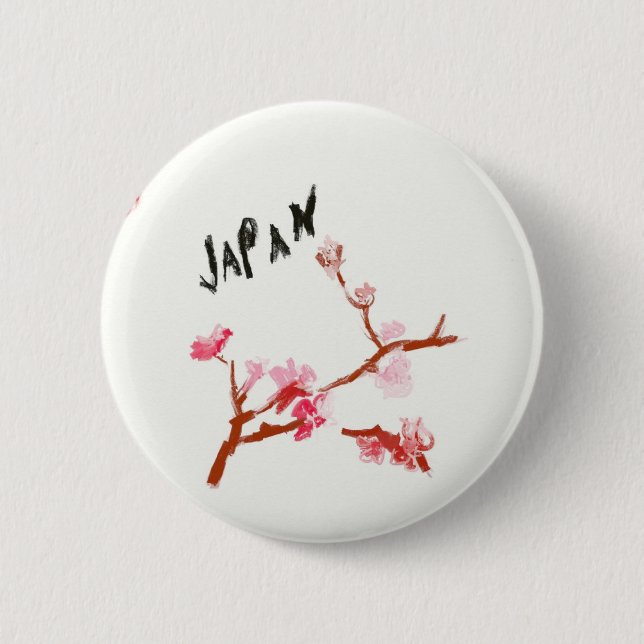 WaterColor Japan Cherry Blossom 6 Cm Round Badge (Front)
