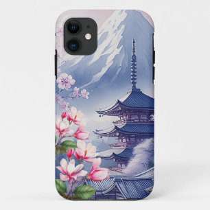WATERCOLOR JAPANESE ART NATURE MOUNTAIN iPhone 11 CASE
