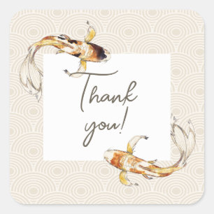 watercolor Japanese koi fish thank you sticker