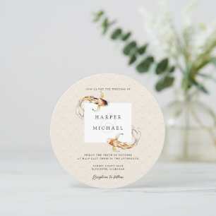 watercolor Japanese koi fish wedding invitation