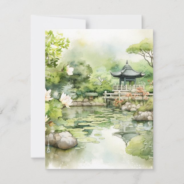 Watercolor Japanese Landscape Background Card (Front)