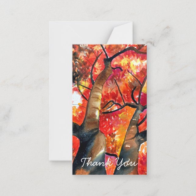 Watercolor Japanese maple tree art Card (Front)