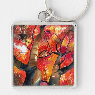 Watercolor Japanese maple tree Key Ring