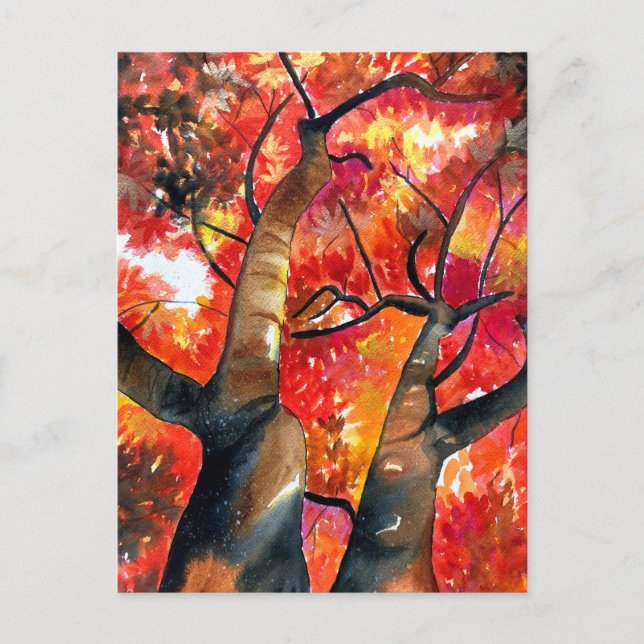 Watercolor Japanese maple tree Postcard (Front)