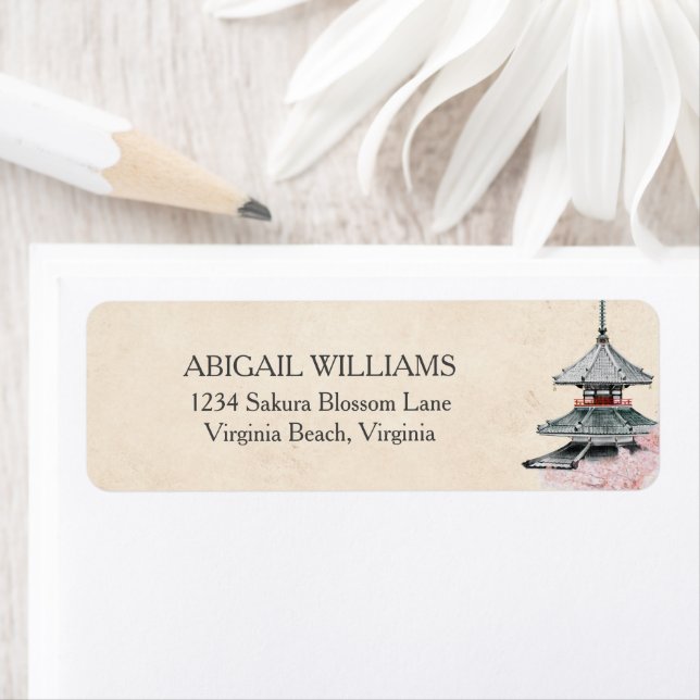 Watercolor Japanese Temple Cherry Blossoms  (Insitu)