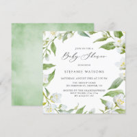 Watercolor Jasmine and Greenery Floral Baby Shower
