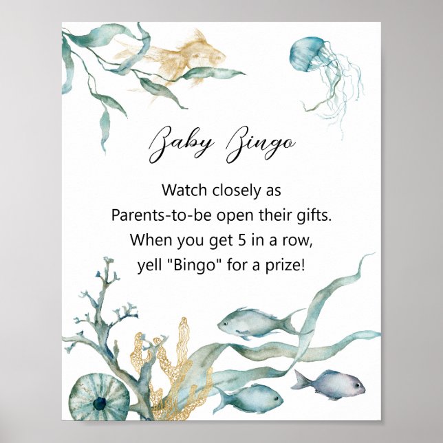 Watercolor Jellyfish Baby Food Challenge Sign (Front)