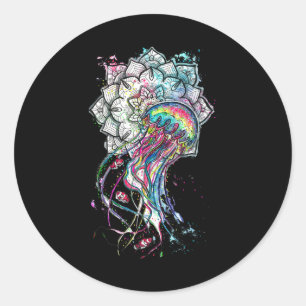 Watercolor Jellyfish Chakra Sea Animal Yoga Boho A Classic Round Sticker