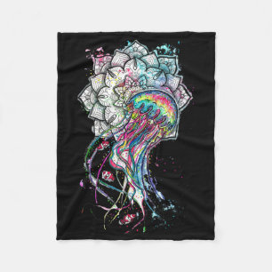 Watercolor Jellyfish Chakra Sea Animal Yoga Boho A Fleece Blanket