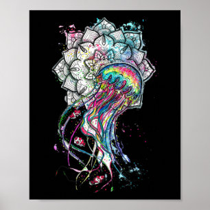 Watercolor Jellyfish Chakra Sea Animal Yoga Boho A Poster