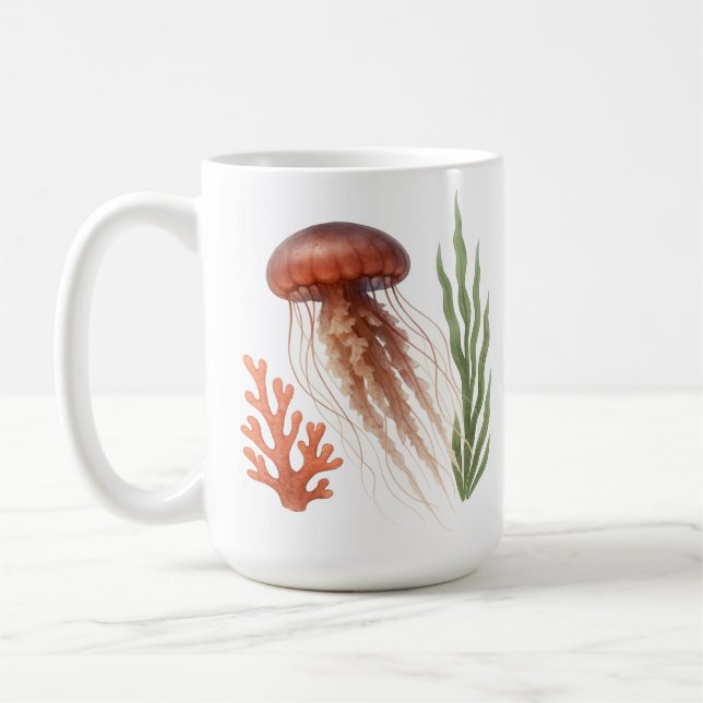Watercolor Jellyfish Coffee Mug (Left)