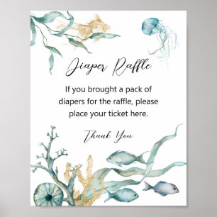 Watercolor Jellyfish Diaper Raffle Sign