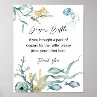 Watercolor Jellyfish Diaper Raffle Sign