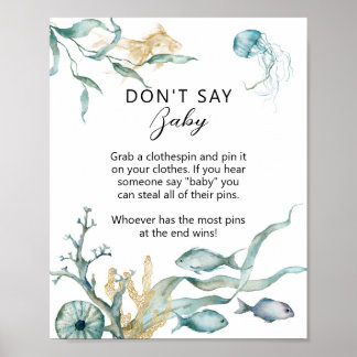Watercolor Jellyfish "Don't Say Baby" Game Sign
