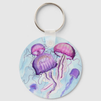 Watercolor Jellyfish Key Ring