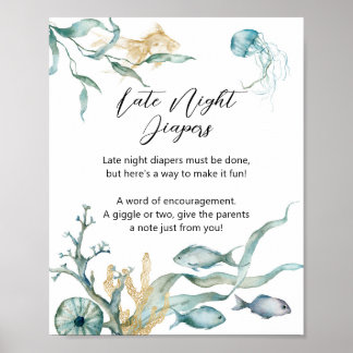 Watercolor Jellyfish Late Night Diapers Sign