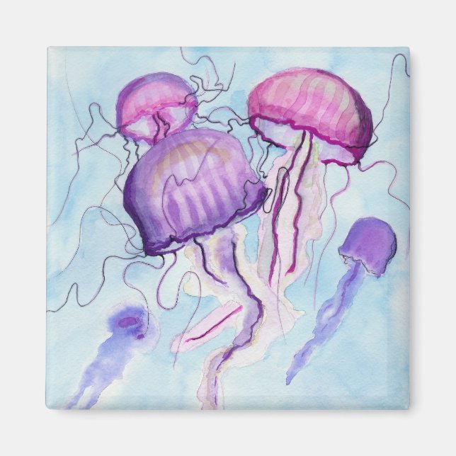 Watercolor Jellyfish Magnet (Front)
