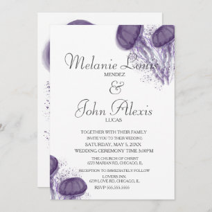 Watercolor Jellyfish Splash Art Aquatic Wedding Invitation