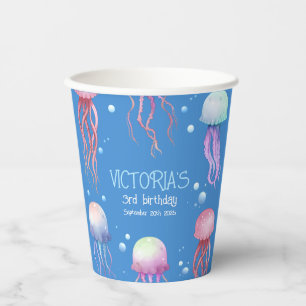 Watercolor Jellyfish Under the Sea Birthday Paper Cups