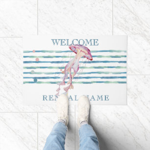 Watercolor Jellyfish Vacation Rental Doormat