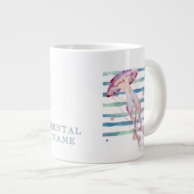 WATERCOLOR JELLYFISH, VACATION RENTAL  LARGE COFFEE MUG (Front Right)