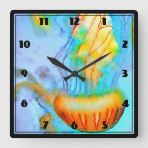 Watercolor Jellyfish Wall Clock