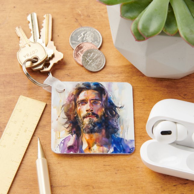 Watercolor Jesus Christ Key Ring (Desk)