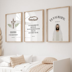watercolor Jesus has risen set of 3 poster