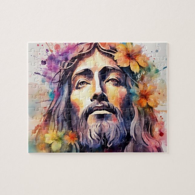 Watercolor Jesus Jigsaw Puzzle (Horizontal)