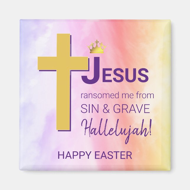 Watercolor JESUS RANSOMED ME Happy Easter Magnet (Front)