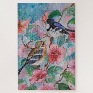 Watercolor Jigsaw Puzzle Spring Birds