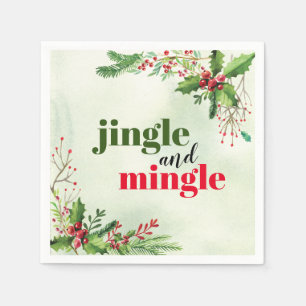 Watercolor Jingle and Mingle Christmas Holiday Napkin