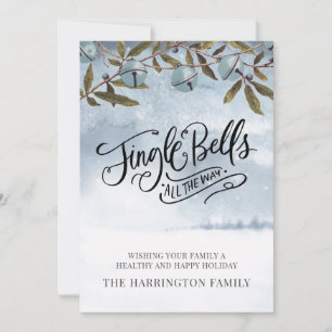 Watercolor Jingle Bells Merry Christmas Snow Holiday Card